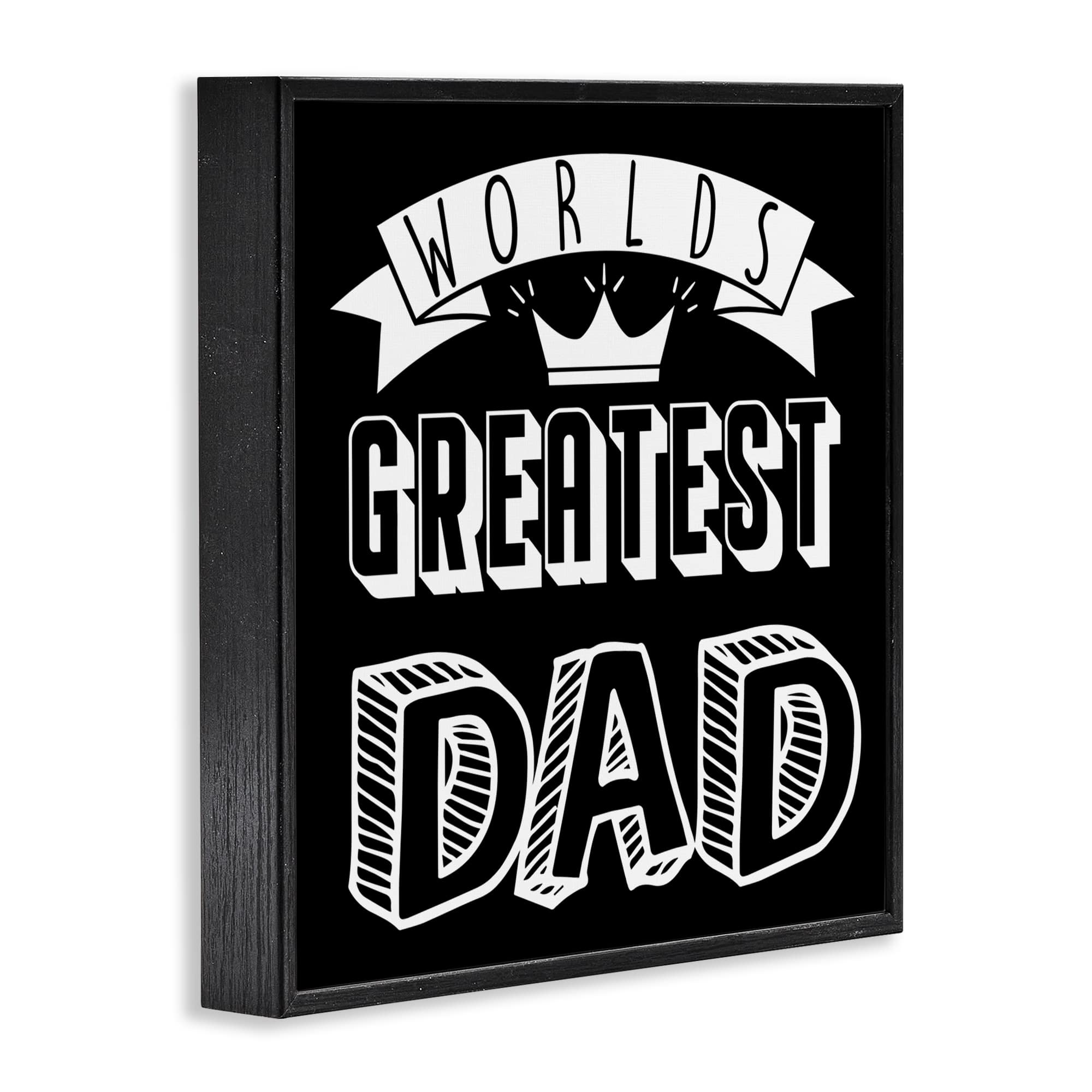 Stupell Industries Worlds Greatest Dad Cool Varied Typography Crown Design Framed Giclee Art